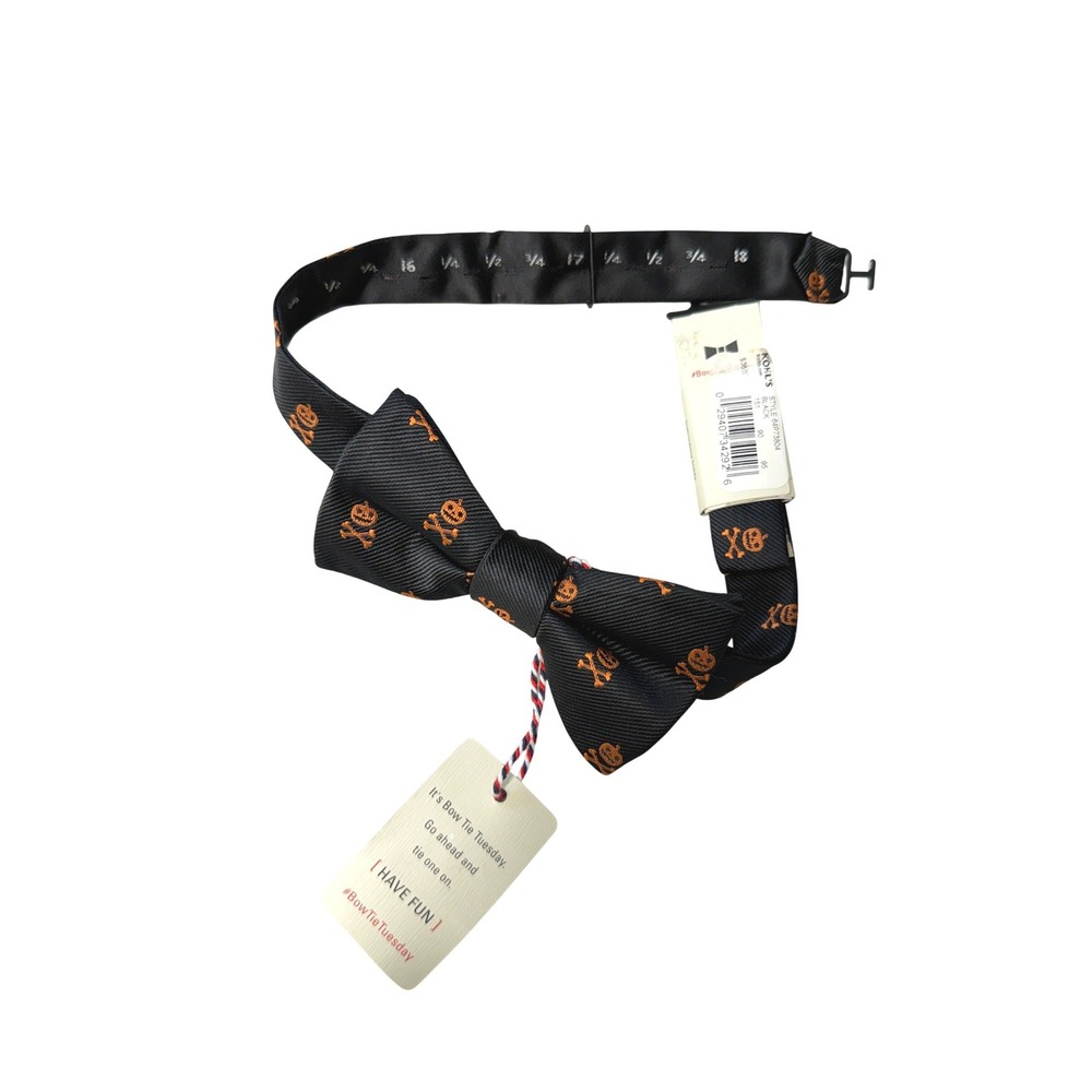 Bow Tie Tuesday Kids Halloween Pumpkin Crossbones Black Orange Bow Tie NWT